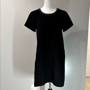 MADEWELL Black Shift Dress w/Leather Trim size 2